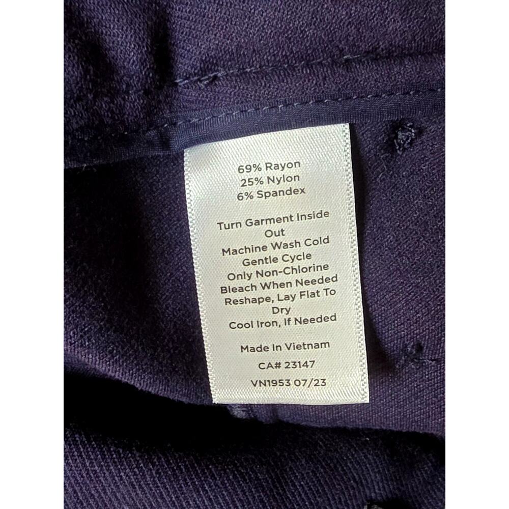 Talbots Wide Leg Sailor Pants Navy Blue Gold‎ Button Crop Size 10 Trouser Crepe - Picture 7 of 11